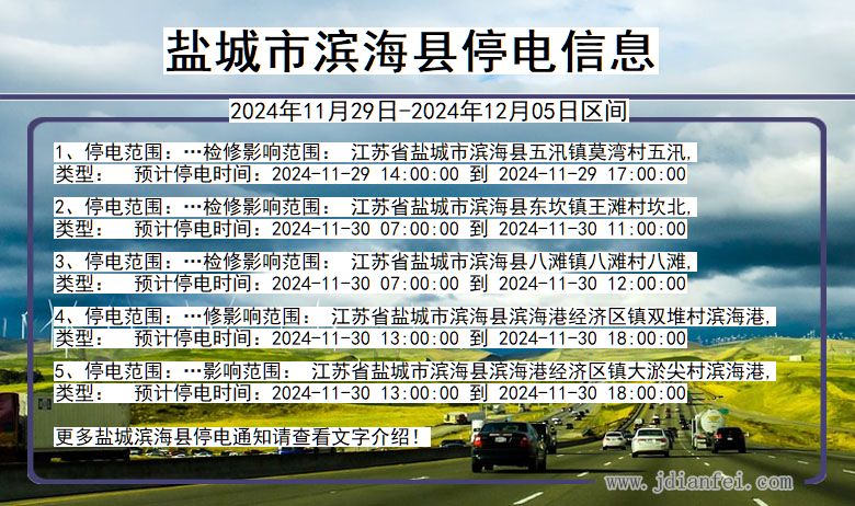 江苏省盐城滨海停电通知