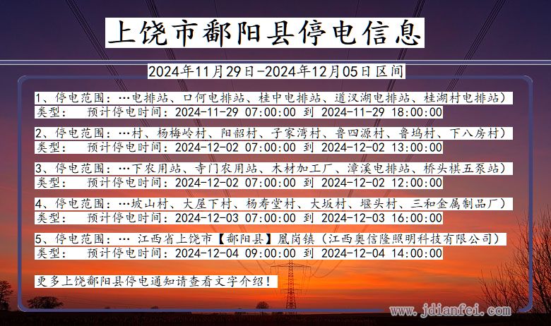 江西省上饶鄱阳停电通知