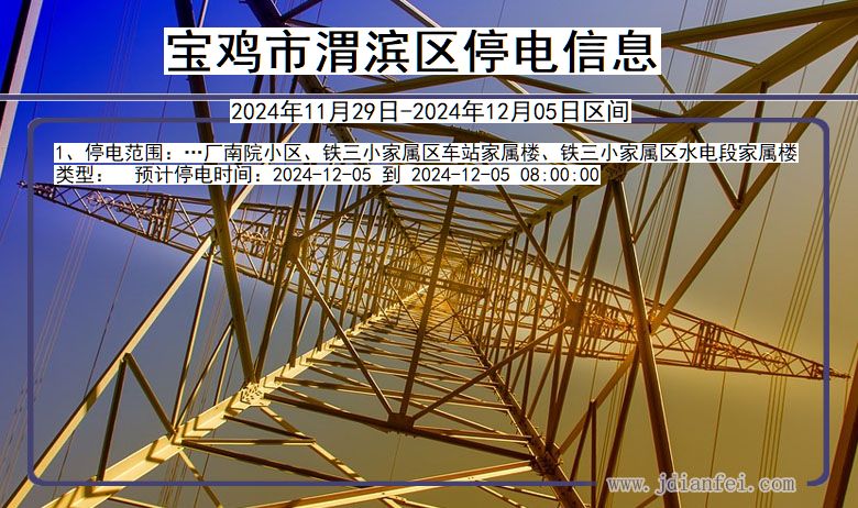 陕西省宝鸡渭滨停电通知