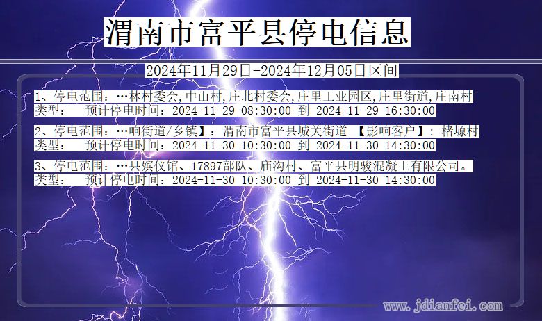 陕西省渭南富平停电通知