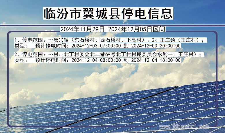 山西省临汾翼城停电通知