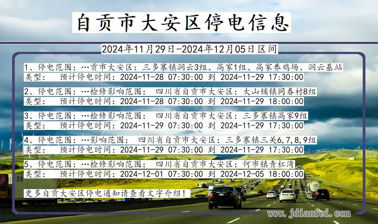 四川省自贡大安停电通知