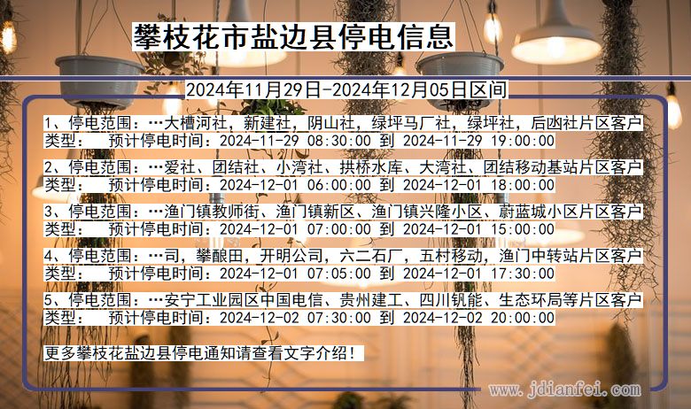 四川省攀枝花盐边停电通知