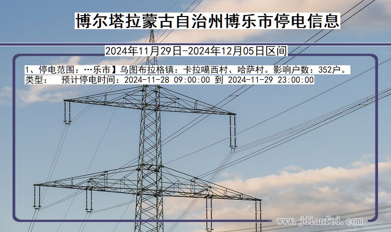 新疆维吾尔自治区博尔塔拉蒙古自治州博乐停电通知