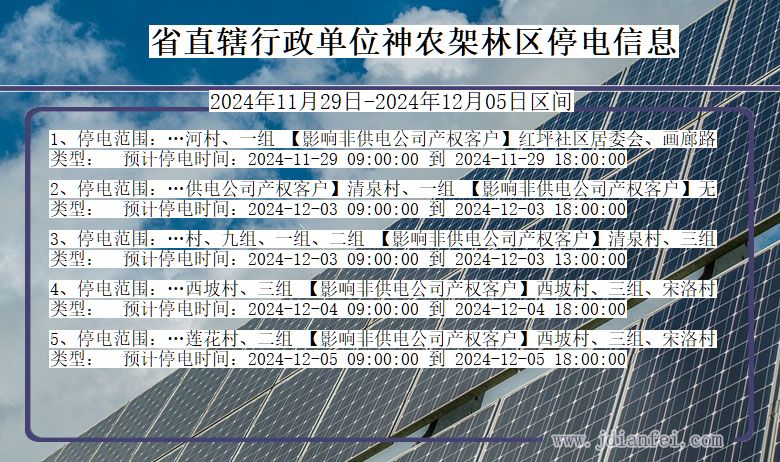 湖北省省直辖行政单位神农架林停电通知