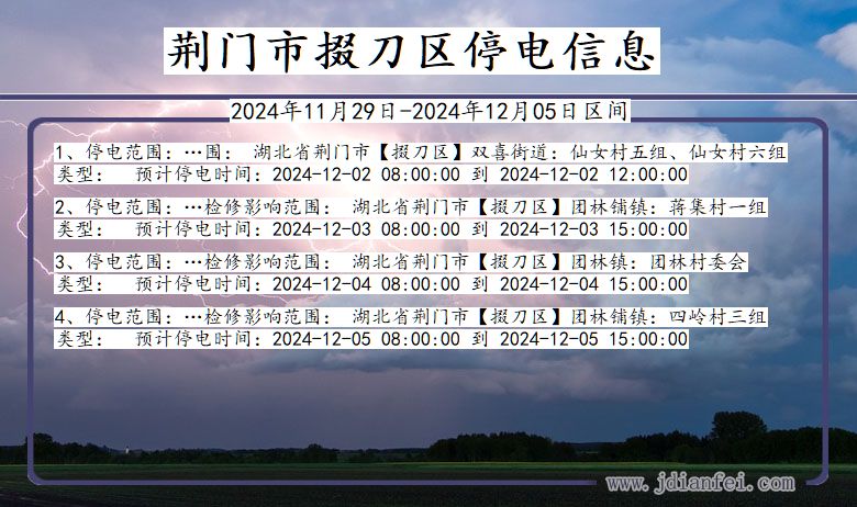 湖北省荆门掇刀停电通知