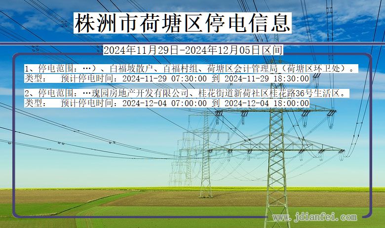 湖南省株洲荷塘停电通知