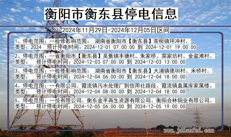 湖南省衡阳衡东停电通知