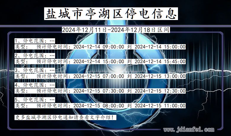 江苏省盐城亭湖停电通知