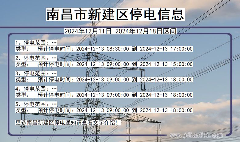 江西省南昌新建停电通知