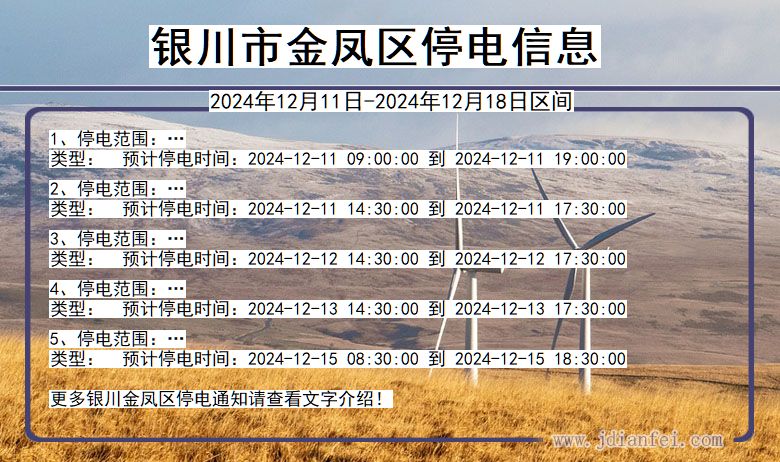 宁夏回族自治区银川金凤停电通知