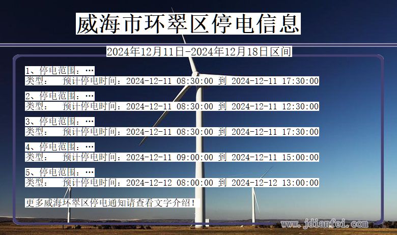 山东省威海环翠停电通知