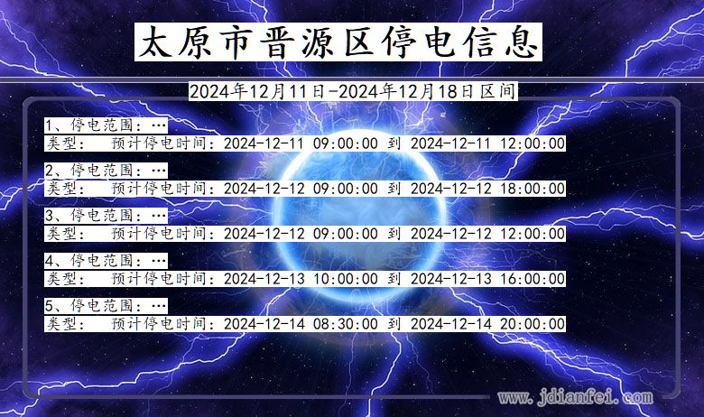 山西省太原晋源停电通知