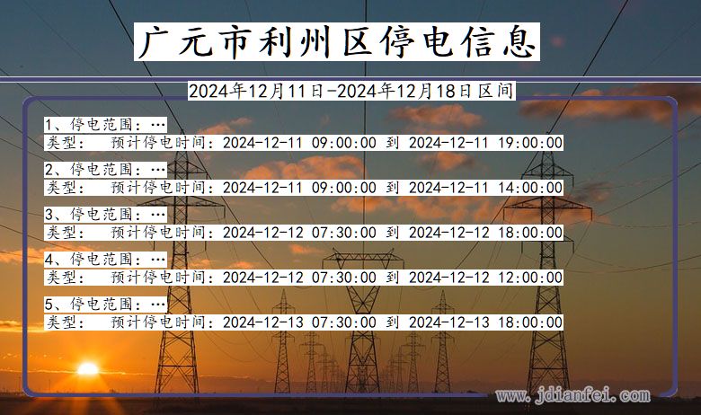 四川省广元利州停电通知