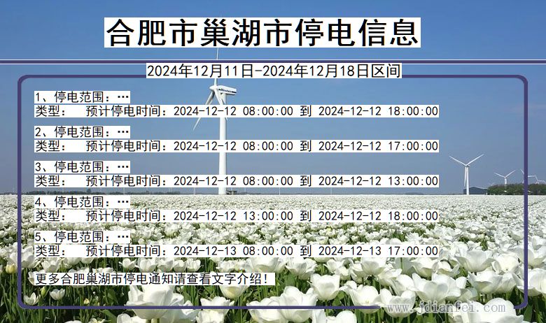 安徽省合肥巢湖停电通知