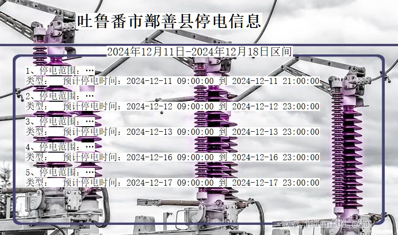 新疆维吾尔自治区吐鲁番鄯善停电通知