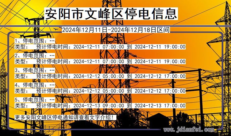 河南省安阳文峰停电通知