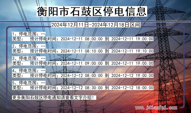 湖南省衡阳石鼓停电通知