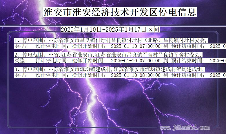 江苏省淮安淮安经济技术开发停电通知