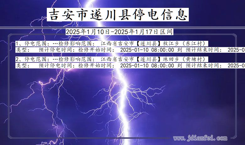 江西省吉安遂川停电通知