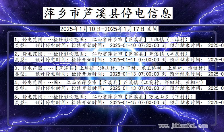 江西省萍乡芦溪停电通知