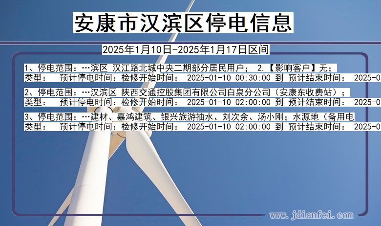 陕西省安康汉滨停电通知