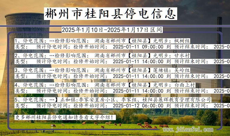 湖南省郴州桂阳停电通知