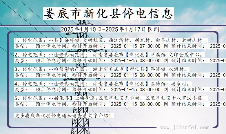 湖南省娄底新化停电通知