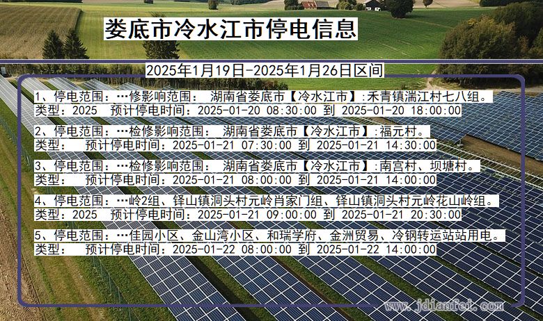 湖南省娄底冷水江停电通知