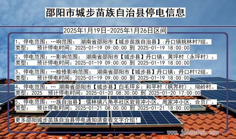 湖南省邵阳城步苗族自治停电通知