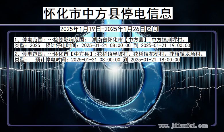 湖南省怀化中方停电通知