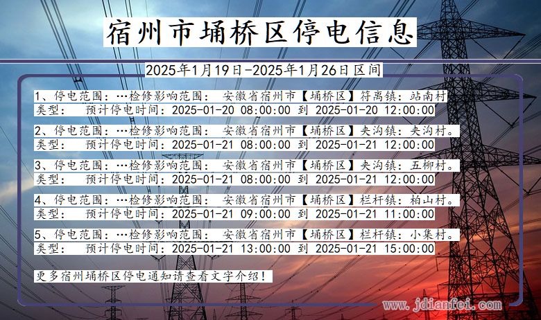 安徽省宿州埇桥停电通知