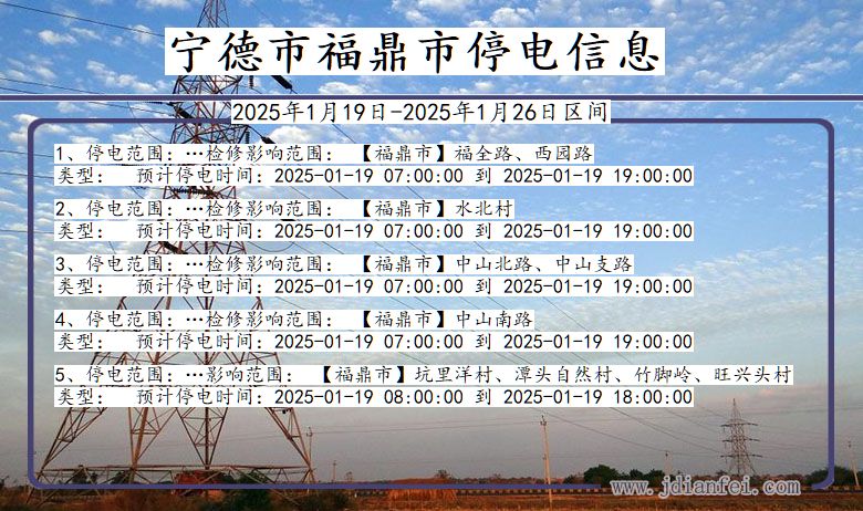 福建省宁德福鼎停电通知