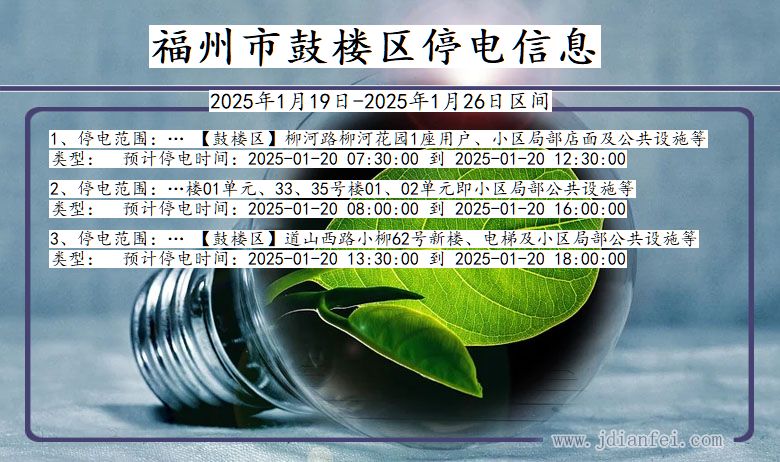 福建省福州鼓楼停电通知