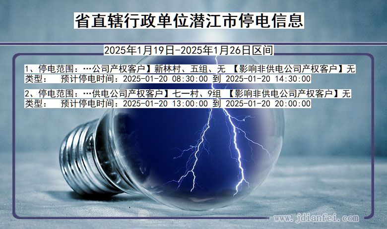 湖北省省直辖行政单位潜江停电通知