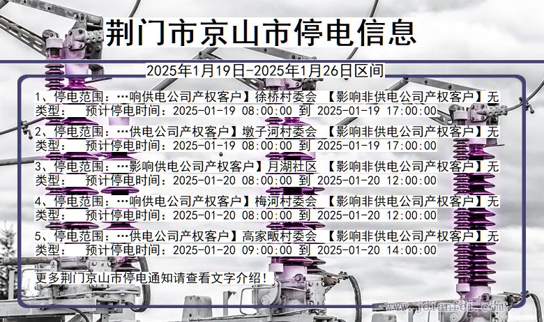 湖北省荆门京山停电通知