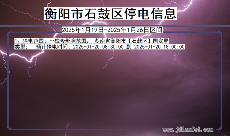 湖南省衡阳石鼓停电通知