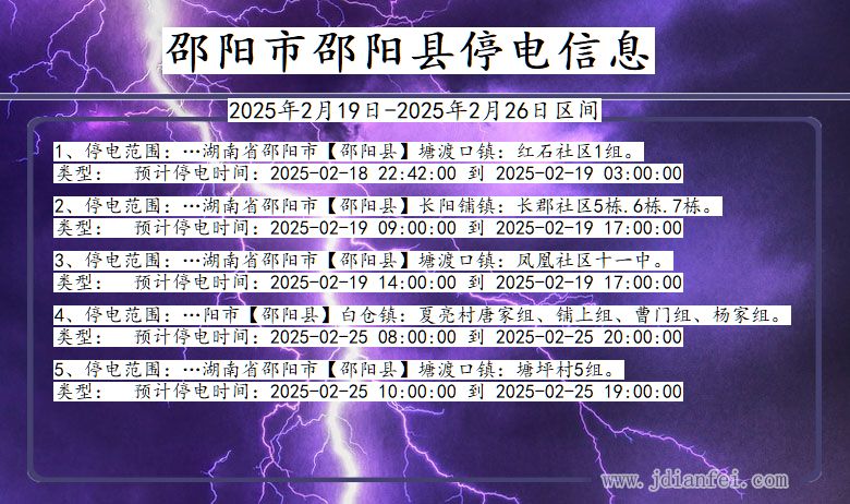 湖南省邵阳邵阳停电通知