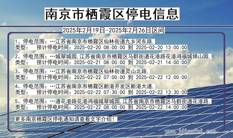 江苏省南京栖霞停电通知