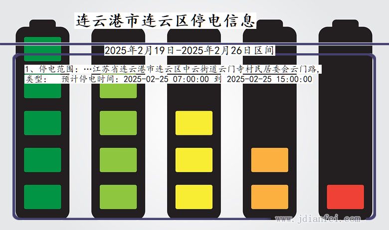 江苏省连云港连云停电通知