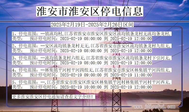 江苏省淮安淮安停电通知