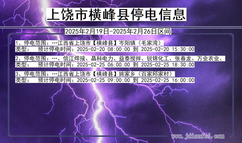 江西省上饶横峰停电通知