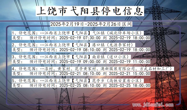 江西省上饶弋阳停电通知