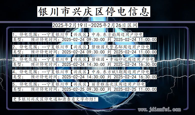 宁夏回族自治区银川兴庆停电通知