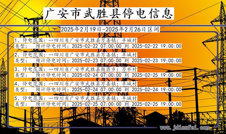 四川省广安武胜停电通知