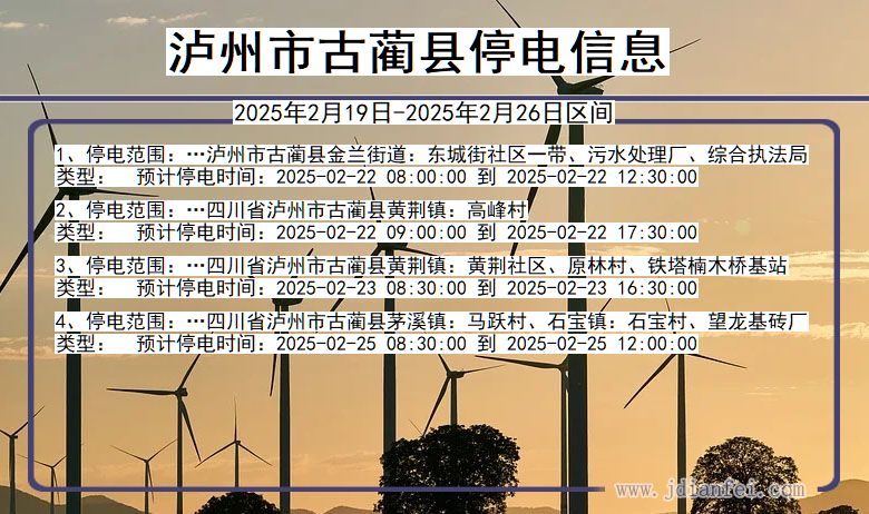 四川省泸州古蔺停电通知