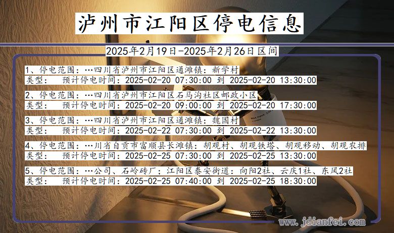 四川省泸州江阳停电通知