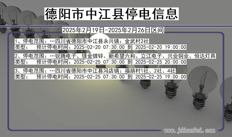 四川省德阳中江停电通知