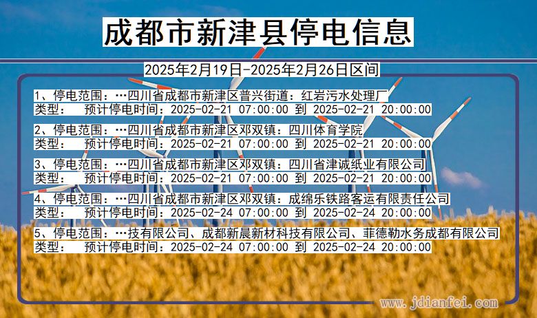 四川省成都新津停电通知