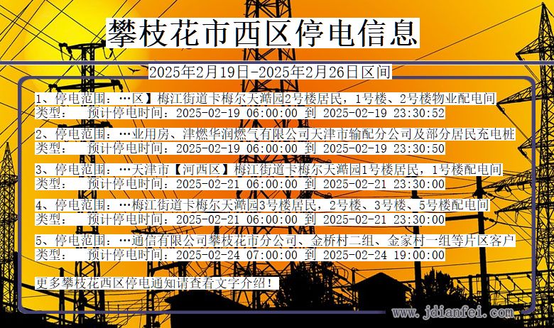 四川省攀枝花西区停电通知